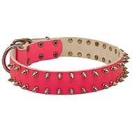 Collare in pelle rosa con punte "Pink Rose" per Labrador Collare in pelle rosa con punte "Pink Rose" per Labrador